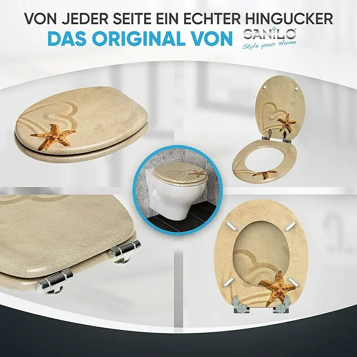SANILO WC-Sitz Sandy mit Absenkautomatik - MDF, Braun, Mit Absenkautomatik