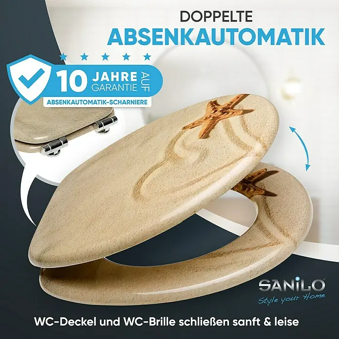 SANILO WC-Sitz Sandy mit Absenkautomatik - MDF, Braun, Mit Absenkautomatik