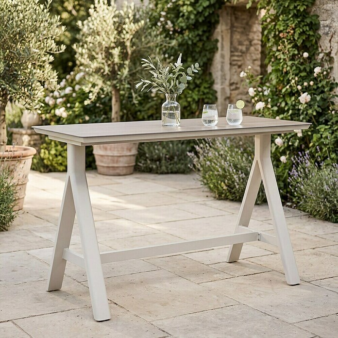 Garten-Stehtisch (L x B x H: 160 x 70 x 102 cm, Aluminium, Verbundwerkstoff, Rechteckig, Natural Warm Grey) | BAUHAUS