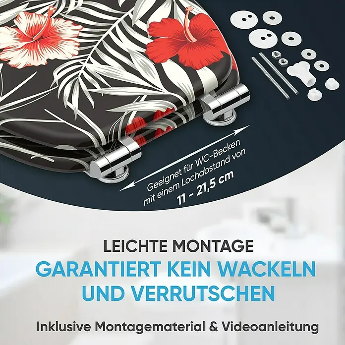 SANILO WC-Sitz Hibisca mit Absenkautomatik - MDF, Schwarz, Mit Absenkautomatik