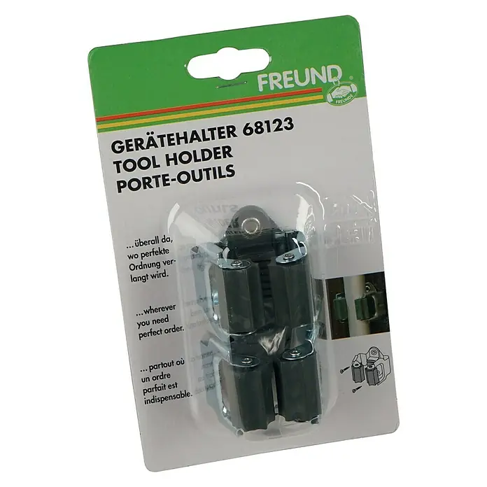 Freund Victoria Gerätehalter Universal - Geeignet für: Stiel-Durchmesser von 20-30 mm - Gerätehalter 68123 von Freund in der Verpackung. Ideal zur Aufbewahrung von Werkzeugen und zur Schaffung von Ordnung.