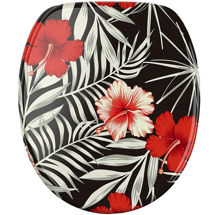 SANILO WC-Sitz Hibisca mit Absenkautomatik - MDF, Schwarz, Mit Absenkautomatik