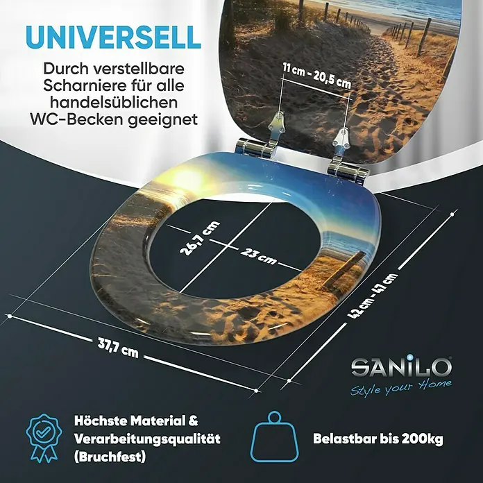 SANILO WC-Sitz Düne mit Absenkautomatik - MDF, Braun, Mit Absenkautomatik