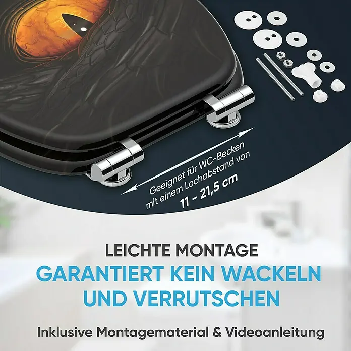 SANILO WC-Sitz Eye mit Absenkautomatik - MDF, Schwarz, Mit Absenkautomatik
