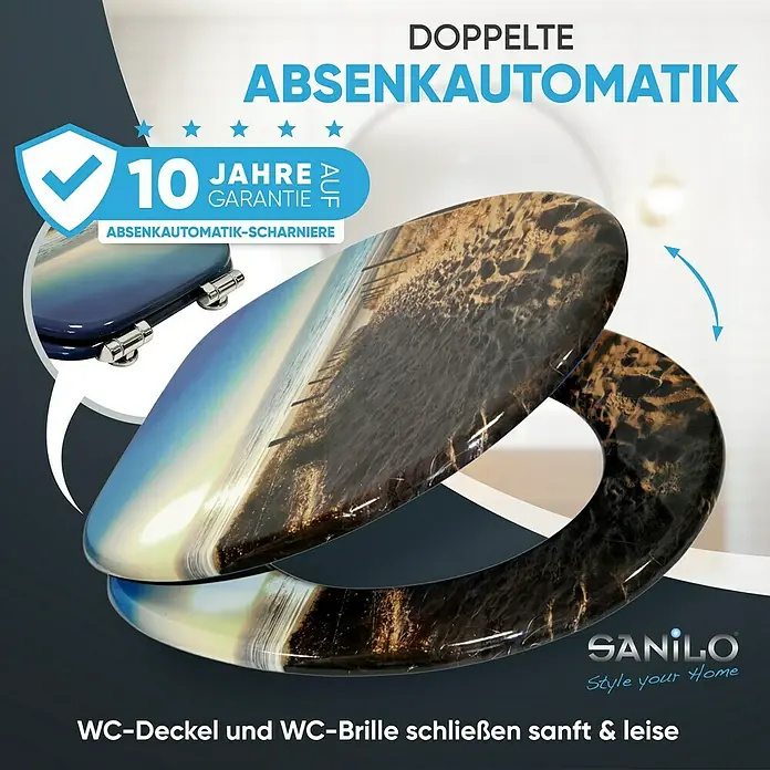 SANILO WC-Sitz Düne mit Absenkautomatik - MDF, Braun, Mit Absenkautomatik