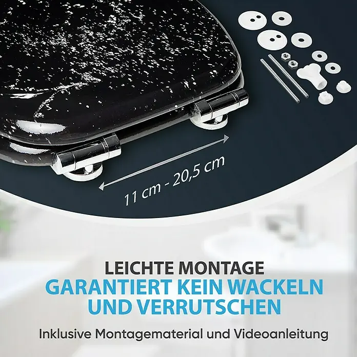 SANILO WC-Sitz Splash mit Absenkautomatik - MDF, Schwarz, Mit Absenkautomatik