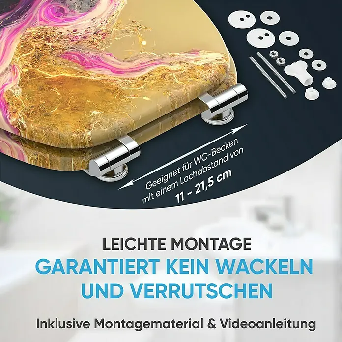 SANILO WC-Sitz Brillante mit Absenkautomatik - MDF, Goldfarben, Mit Absenkautomatik