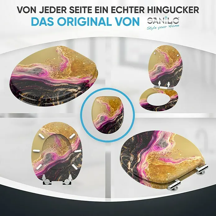 SANILO WC-Sitz Brillante mit Absenkautomatik - MDF, Goldfarben, Mit Absenkautomatik