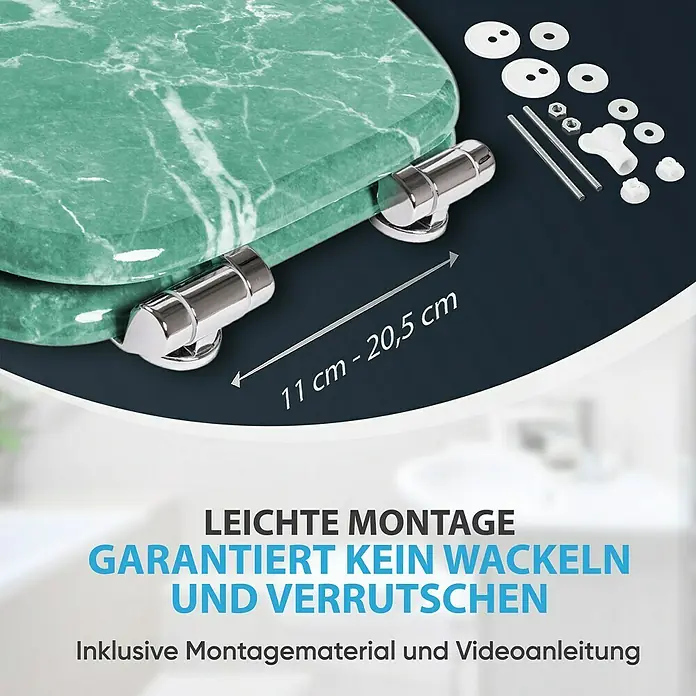 SANILO WC-Sitz Marmor Grün mit Absenkautomatik - MDF, Grün, Mit Absenkautomatik