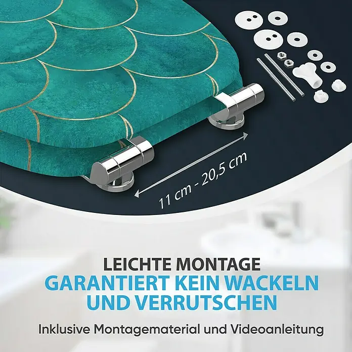 SANILO WC-Sitz Aquarell mit Absenkautomatik - MDF, Blau, Mit Absenkautomatik