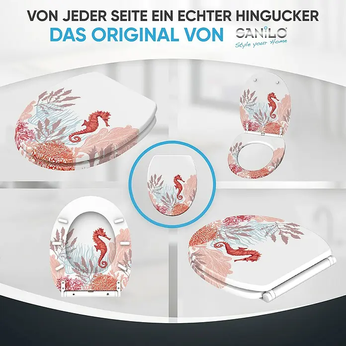 SANILO WC-Sitz Sea Horse mit Schnellverschluss - MDF, Weiß, Mit Absenkautomatik
