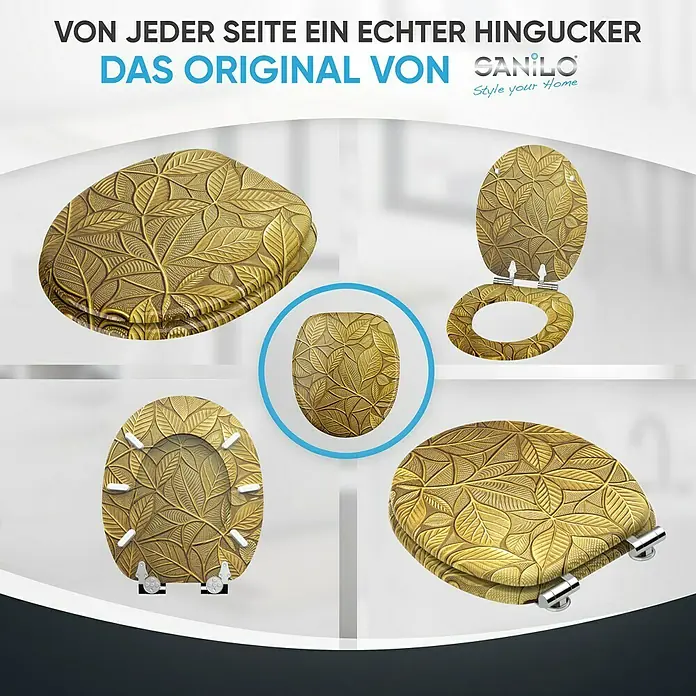 SANILO WC-Sitz Bractea mit Absenkautomatik - MDF, Goldfarben, Mit Absenkautomatik
