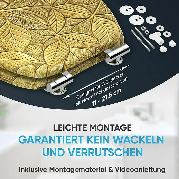 SANILO WC-Sitz Bractea mit Absenkautomatik - MDF, Goldfarben, Mit Absenkautomatik