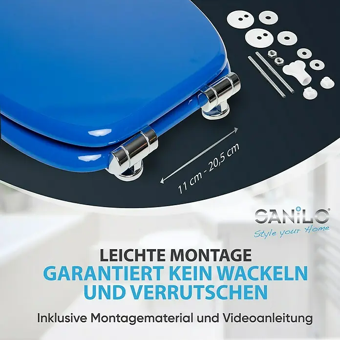 SANILO WC-Sitz Blau mit Absenkautomatik - MDF, Blau, Mit Absenkautomatik