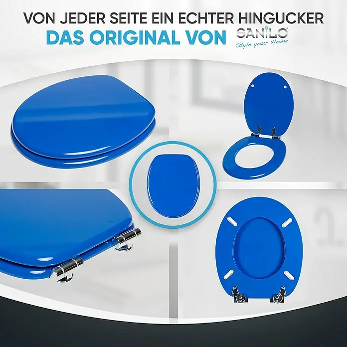 SANILO WC-Sitz Blau mit Absenkautomatik - MDF, Blau, Mit Absenkautomatik