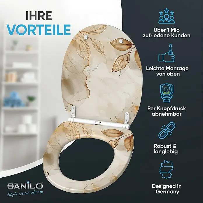 SANILO WC-Sitz Faylora mit Schnellverschluss - MDF, Orange, Mit Absenkautomatik