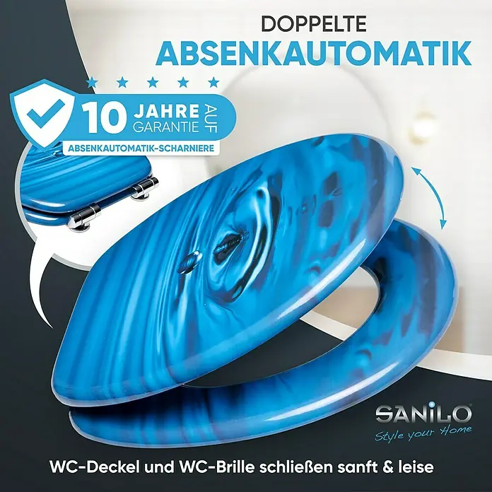 SANILO WC-Sitz Tropfen mit Absenkautomatik - MDF, Blau, Mit Absenkautomatik