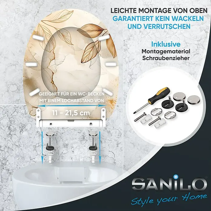 SANILO WC-Sitz Faylora mit Schnellverschluss - MDF, Orange, Mit Absenkautomatik