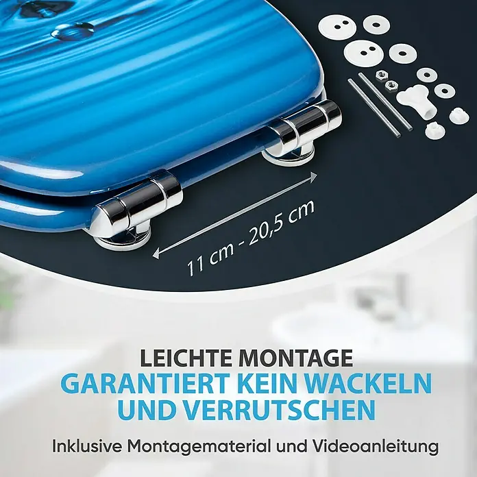 SANILO WC-Sitz Tropfen mit Absenkautomatik - MDF, Blau, Mit Absenkautomatik
