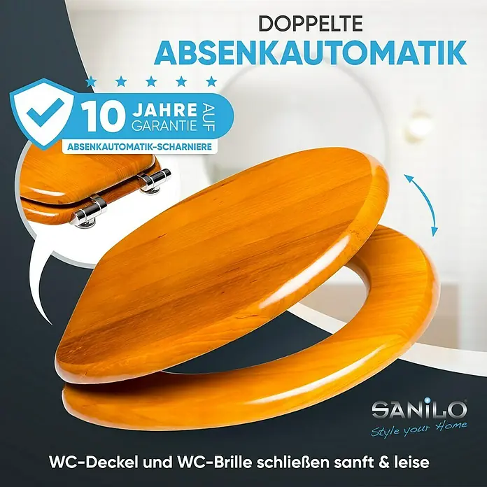SANILO WC-Sitz Holz mit Absenkautomatik - Holz, Braun, Mit Absenkautomatik