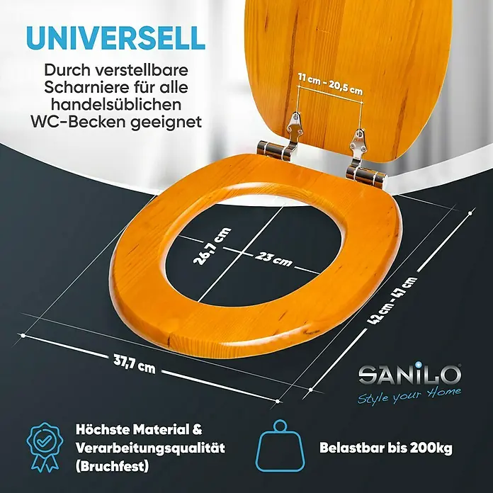 SANILO WC-Sitz Holz mit Absenkautomatik - Holz, Braun, Mit Absenkautomatik