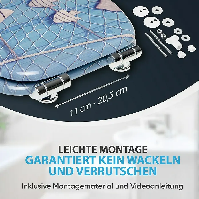 SANILO WC-Sitz Seefahrt mit Absenkautomatik - MDF, Blau, Mit Absenkautomatik