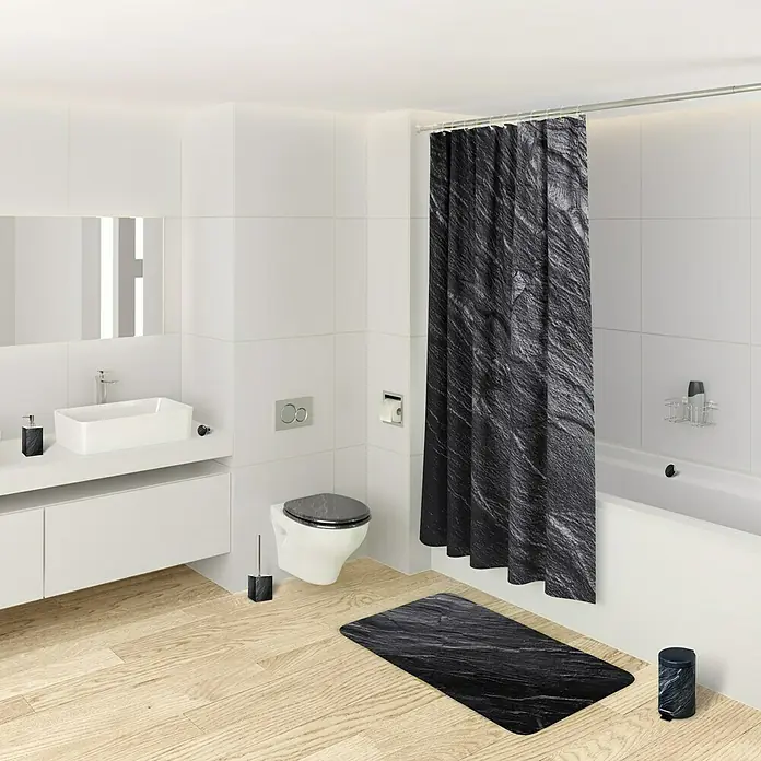 SANILO WC-Sitz Granit mit Absenkautomatik - MDF, Schwarz, Mit Absenkautomatik