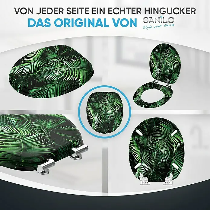 SANILO WC-Sitz Palmdream mit Absenkautomatik - MDF, Grün, Mit Absenkautomatik