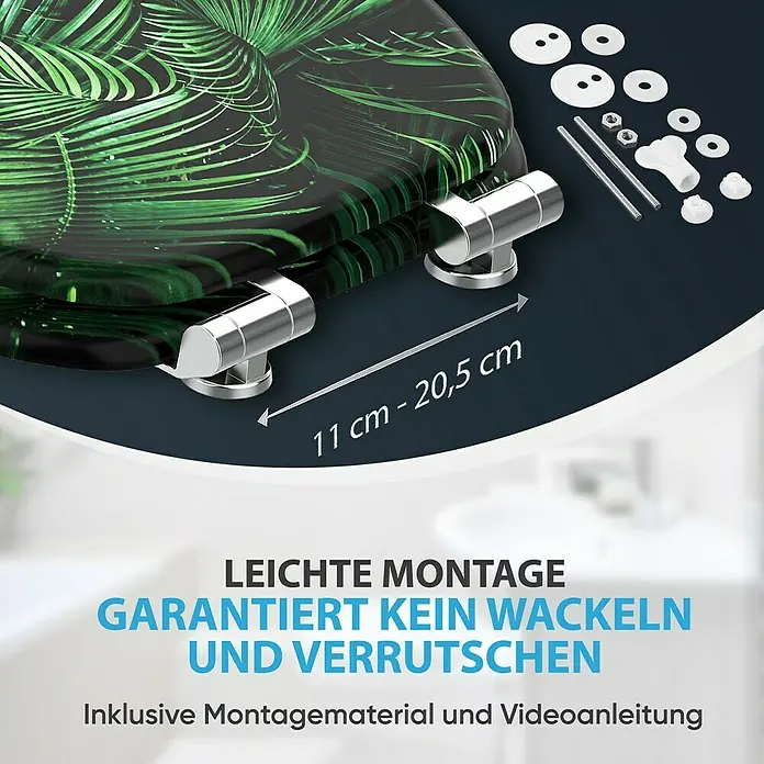SANILO WC-Sitz Palmdream mit Absenkautomatik - MDF, Grün, Mit Absenkautomatik