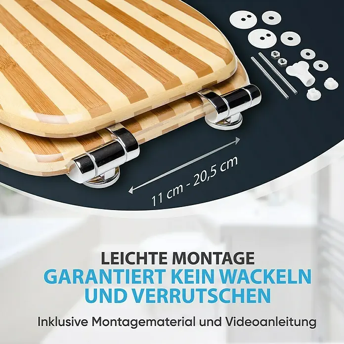 SANILO WC-Sitz Bambus Gestreift mit Absenkautomatik - MDF, Braun, Mit Absenkautomatik