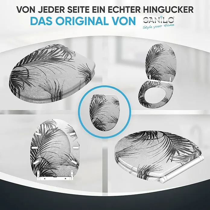 SANILO WC-Sitz Palmera mit Schnellverschluss - MDF, Grau, Mit Absenkautomatik