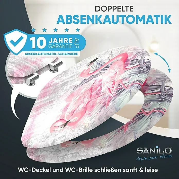 SANILO WC-Sitz Flamingo 2 mit Absenkautomatik - MDF, Pink, Mit Absenkautomatik