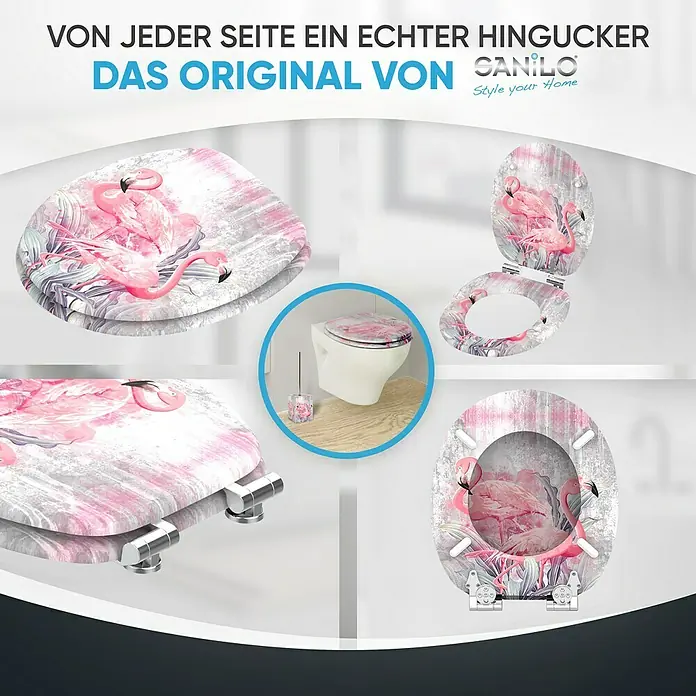 SANILO WC-Sitz Flamingo 2 mit Absenkautomatik - MDF, Pink, Mit Absenkautomatik