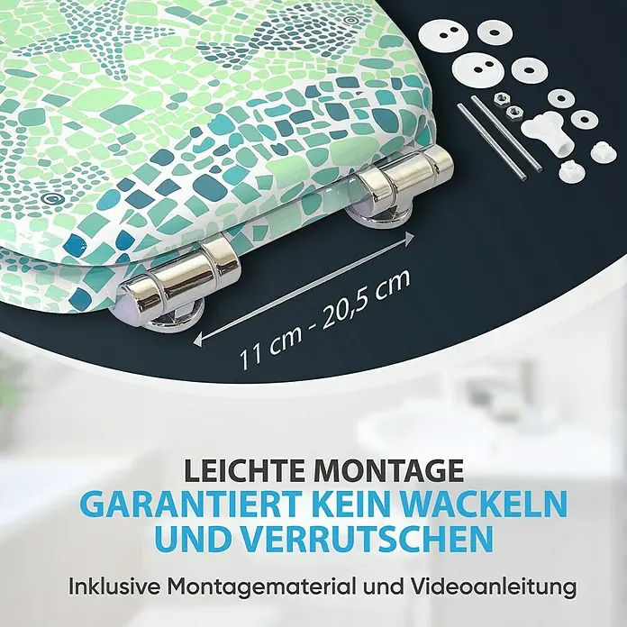 SANILO WC-Sitz Mosaic World Green mit Absenkautomatik - MDF, Grün, Mit Absenkautomatik