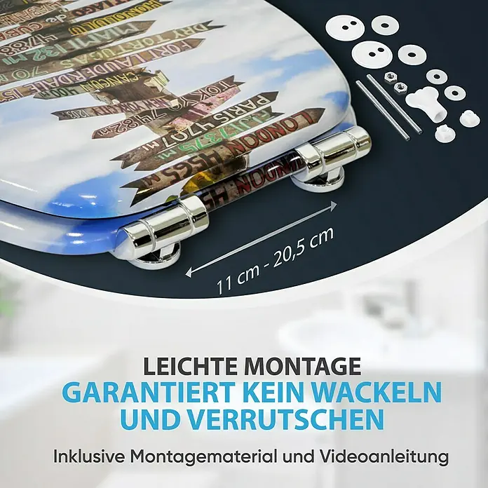 SANILO WC-Sitz Key West mit Absenkautomatik - MDF, Türkis, Mit Absenkautomatik