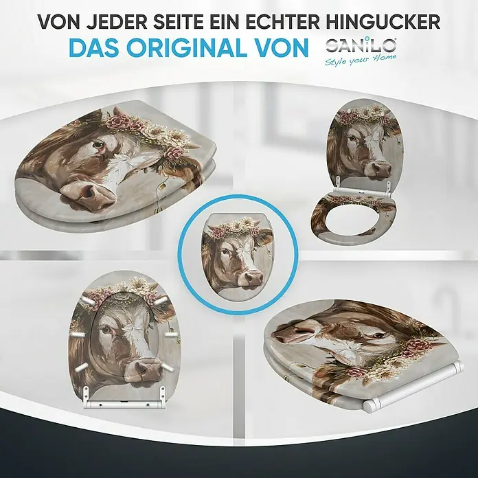 SANILO WC-Sitz Berta mit Schnellverschluss - MDF, Braun|Beige|Weiß, Mit Absenkautomatik