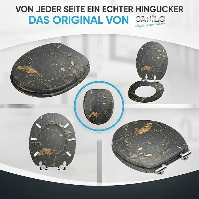 SANILO WC-Sitz Shield mit Absenkautomatik - MDF, Schwarz, Mit Absenkautomatik