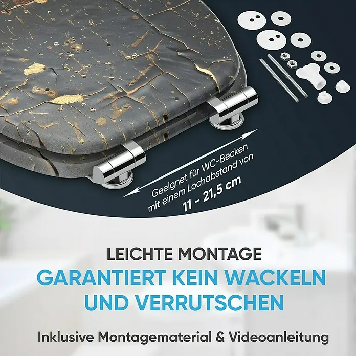 SANILO WC-Sitz Shield mit Absenkautomatik - MDF, Schwarz, Mit Absenkautomatik