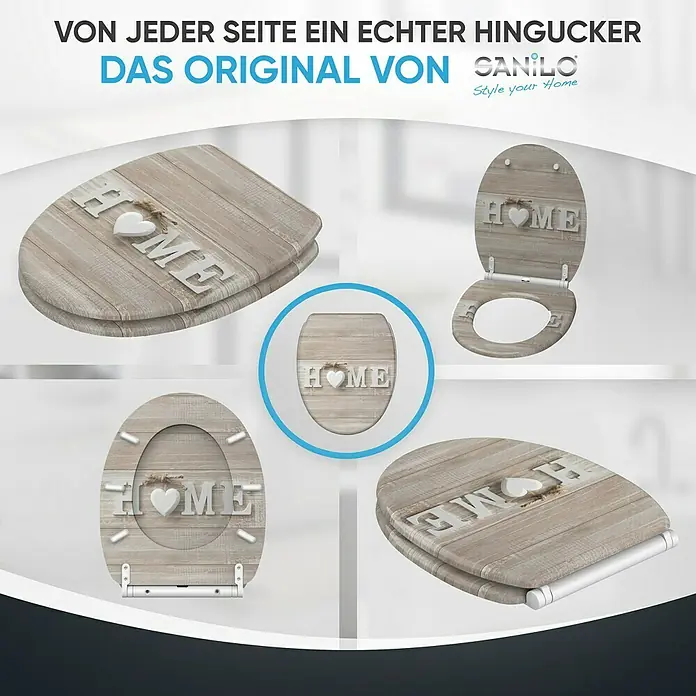 SANILO WC-Sitz Home mit Schnellverschluss - MDF, Braun, Mit Absenkautomatik