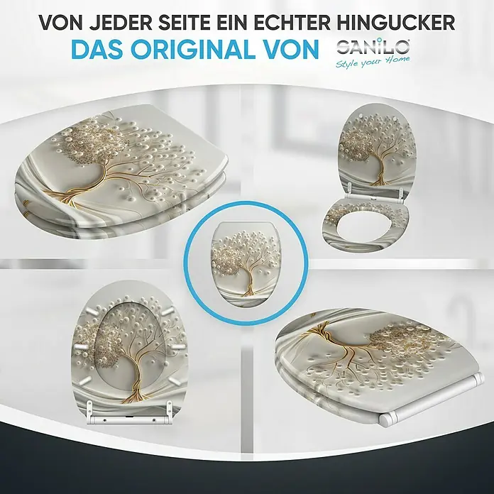 SANILO WC-Sitz Tree of Life mit Schnellverschluss - MDF, Weiß, Mit Absenkautomatik