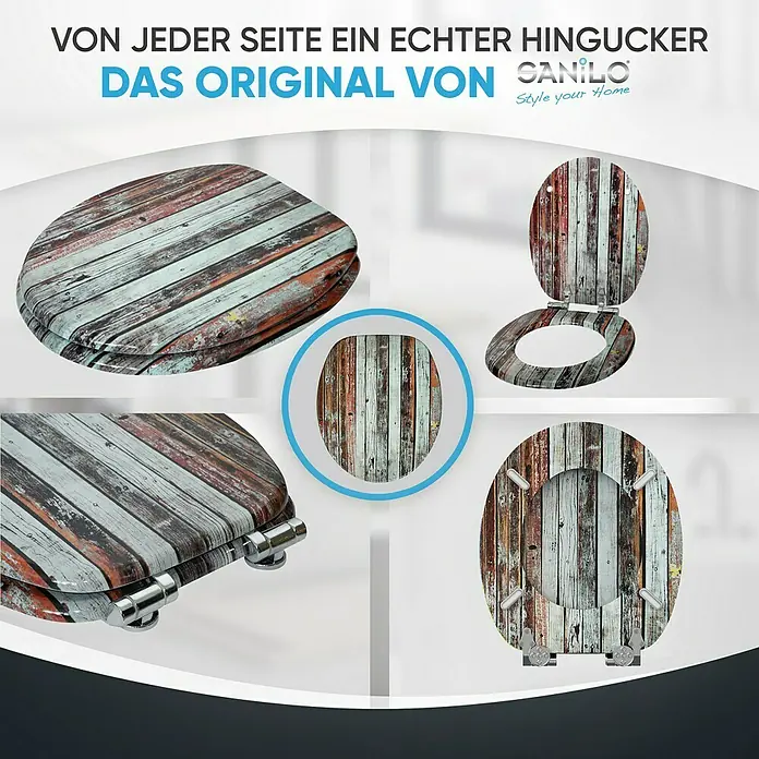 SANILO WC-Sitz Antik mit Absenkautomatik - MDF, Braun, Mit Absenkautomatik