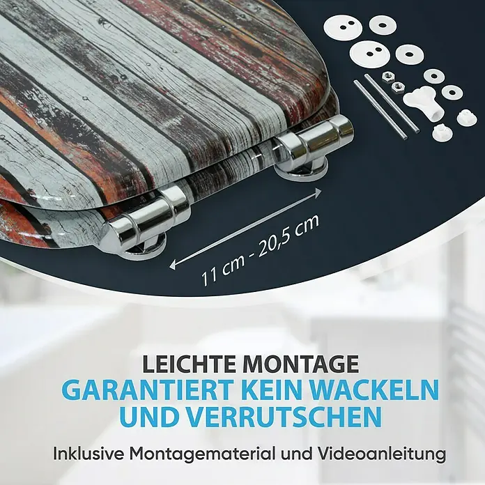 SANILO WC-Sitz Antik mit Absenkautomatik - MDF, Braun, Mit Absenkautomatik