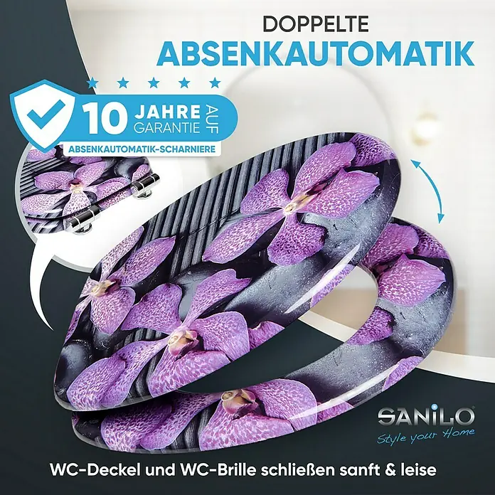 SANILO WC-Sitz Vanda mit Absenkautomatik - MDF, Violett, Mit Absenkautomatik
