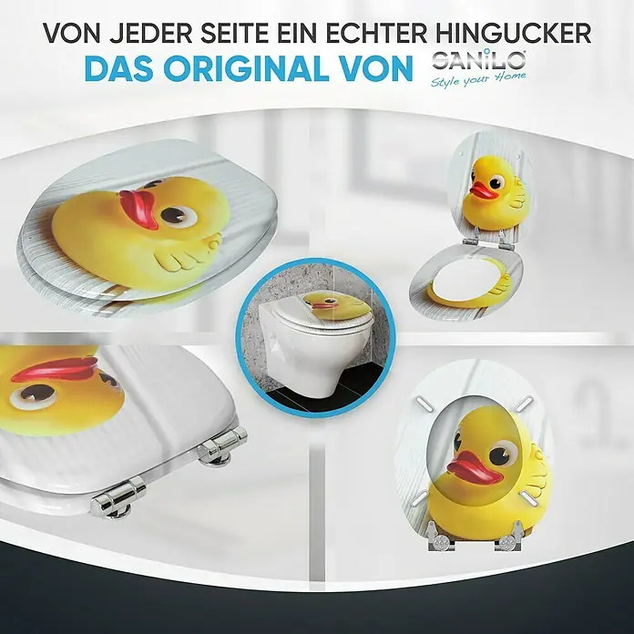 SANILO WC-Sitz Quietscheente mit Absenkautomatik - MDF, Gelb, Mit Absenkautomatik