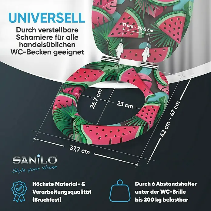 SANILO WC-Sitz Melone mit Absenkautomatik - MDF, Grün, Mit Absenkautomatik