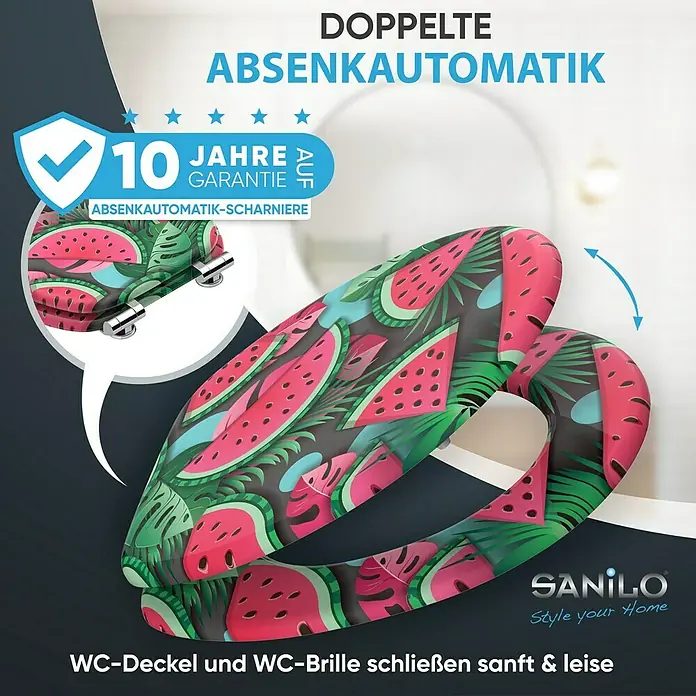 SANILO WC-Sitz Melone mit Absenkautomatik - MDF, Grün, Mit Absenkautomatik