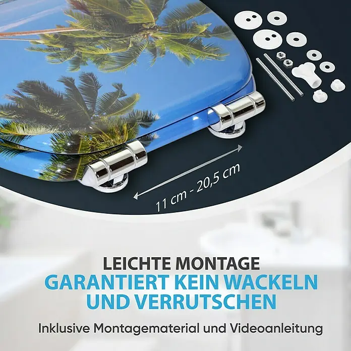 SANILO WC-Sitz Karibik mit Absenkautomatik - MDF, Blau, Mit Absenkautomatik