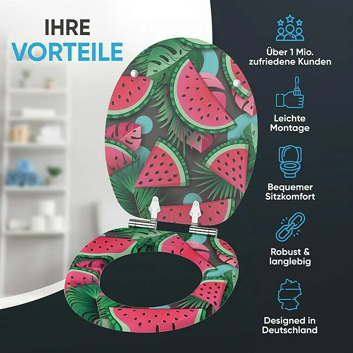 SANILO WC-Sitz Melone mit Absenkautomatik - MDF, Grün, Mit Absenkautomatik