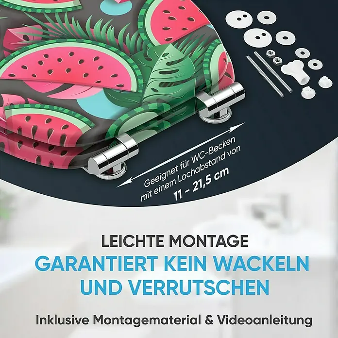 SANILO WC-Sitz Melone mit Absenkautomatik - MDF, Grün, Mit Absenkautomatik