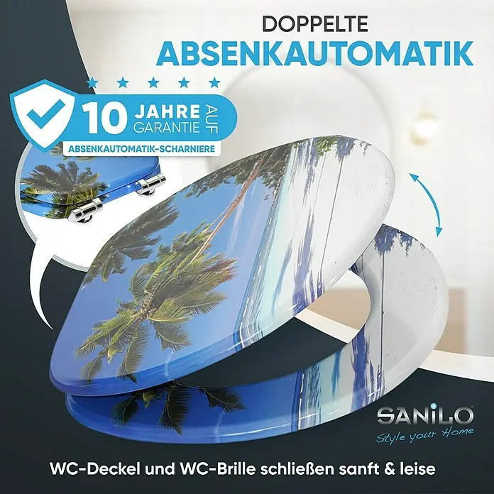 SANILO WC-Sitz Karibik mit Absenkautomatik - MDF, Blau, Mit Absenkautomatik